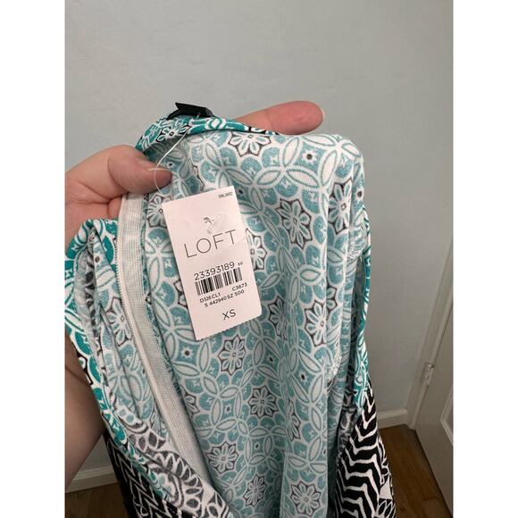 NWT Loft Sand Dollar Romper Aqua Black Bell Sleeve Preppy Summer Beach Size XS - Picture 9 of 10